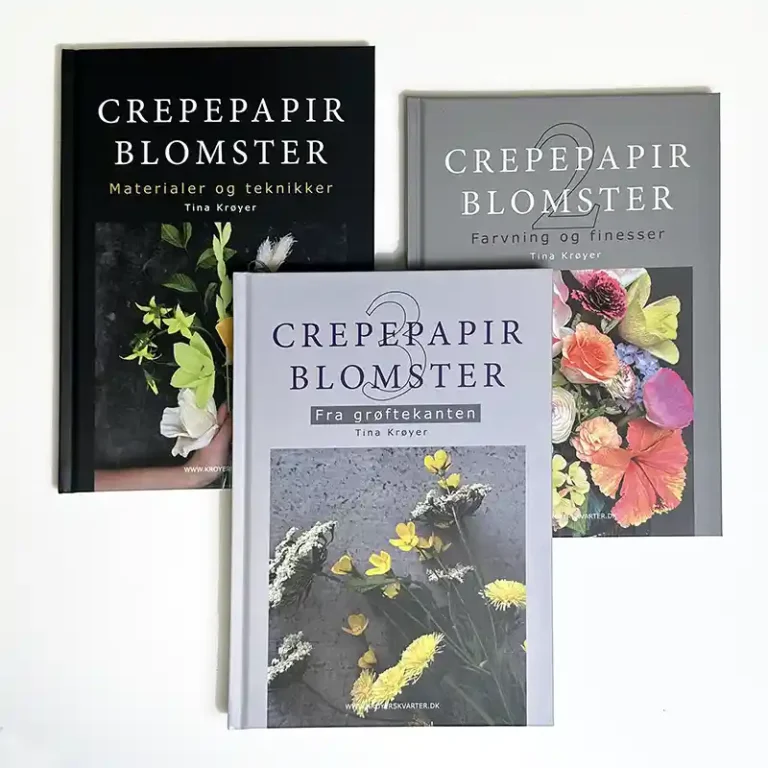 3 bøger crepepapirblomster tina krøyer